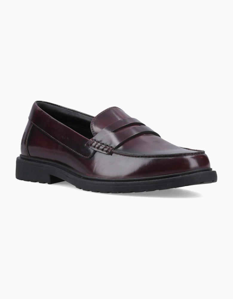 Hush Puppies Verity Slip On Leather Women's Plum Loafers