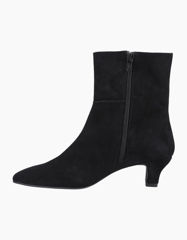 Hush Puppies Nahla Heel Leather Women's Black Heeled Ankle Boots