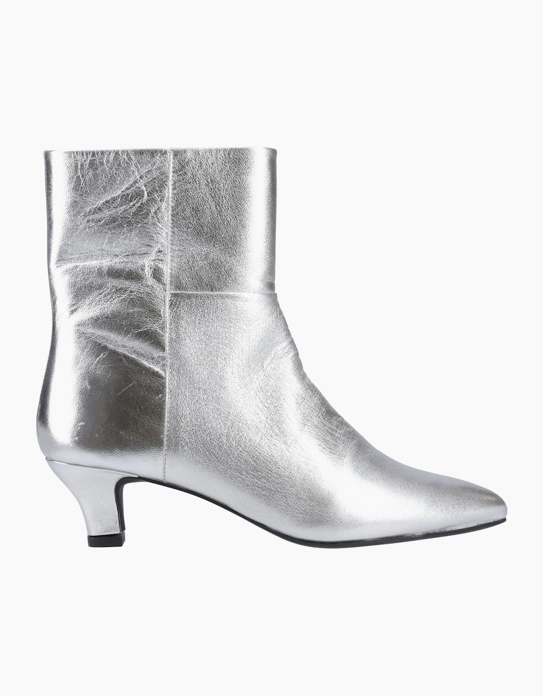 Hush Puppies Nahla Heel Leather Women's Silver Heeled Ankle Boots