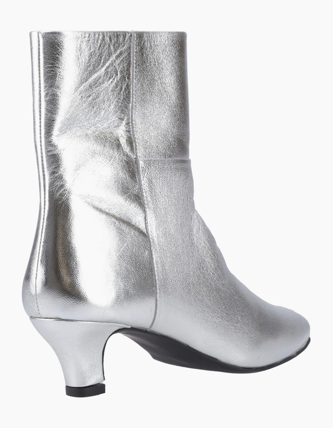Hush Puppies Nahla Heel Leather Women's Silver Heeled Ankle Boots
