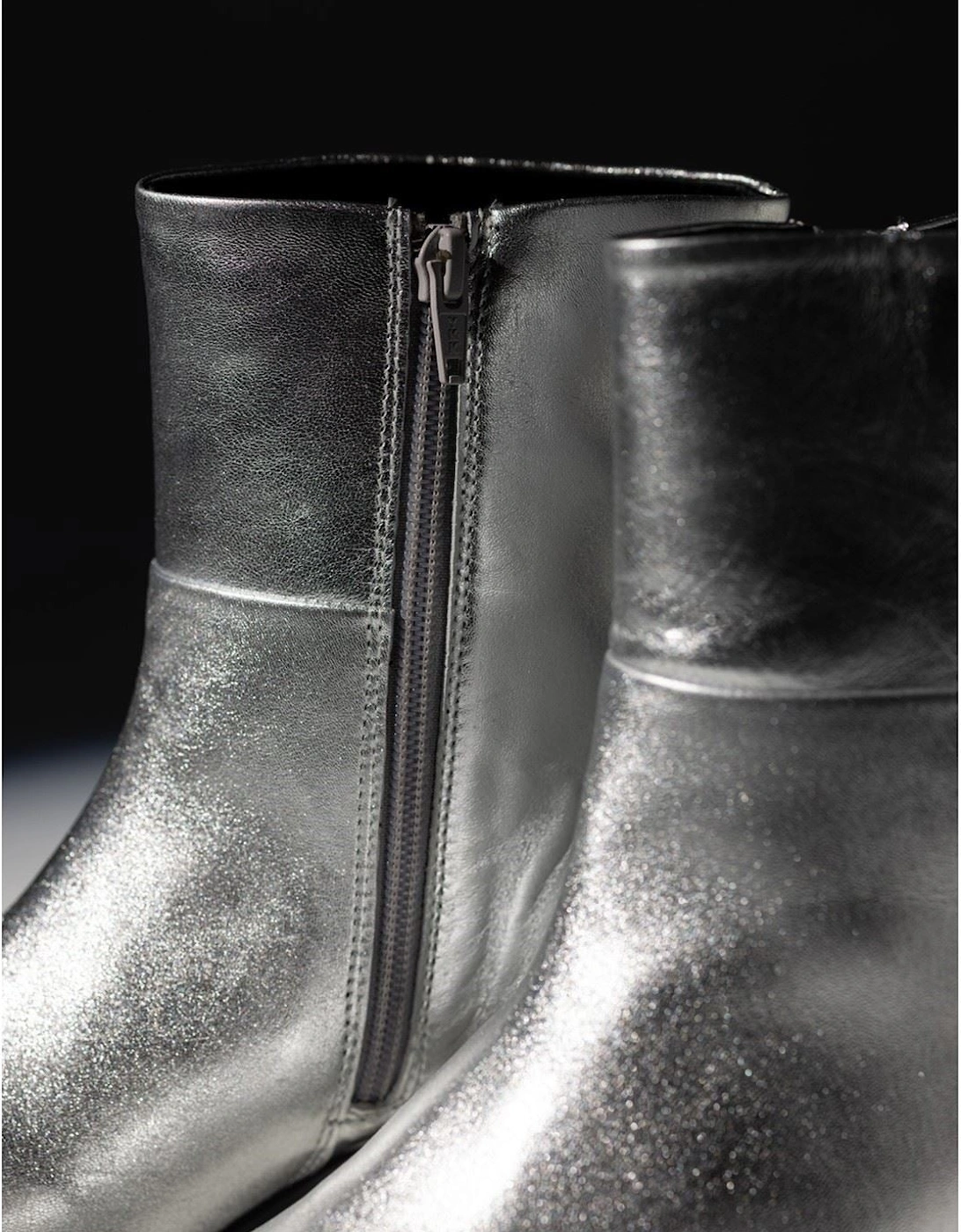 Hush Puppies Nahla Heel Leather Women's Silver Heeled Ankle Boots