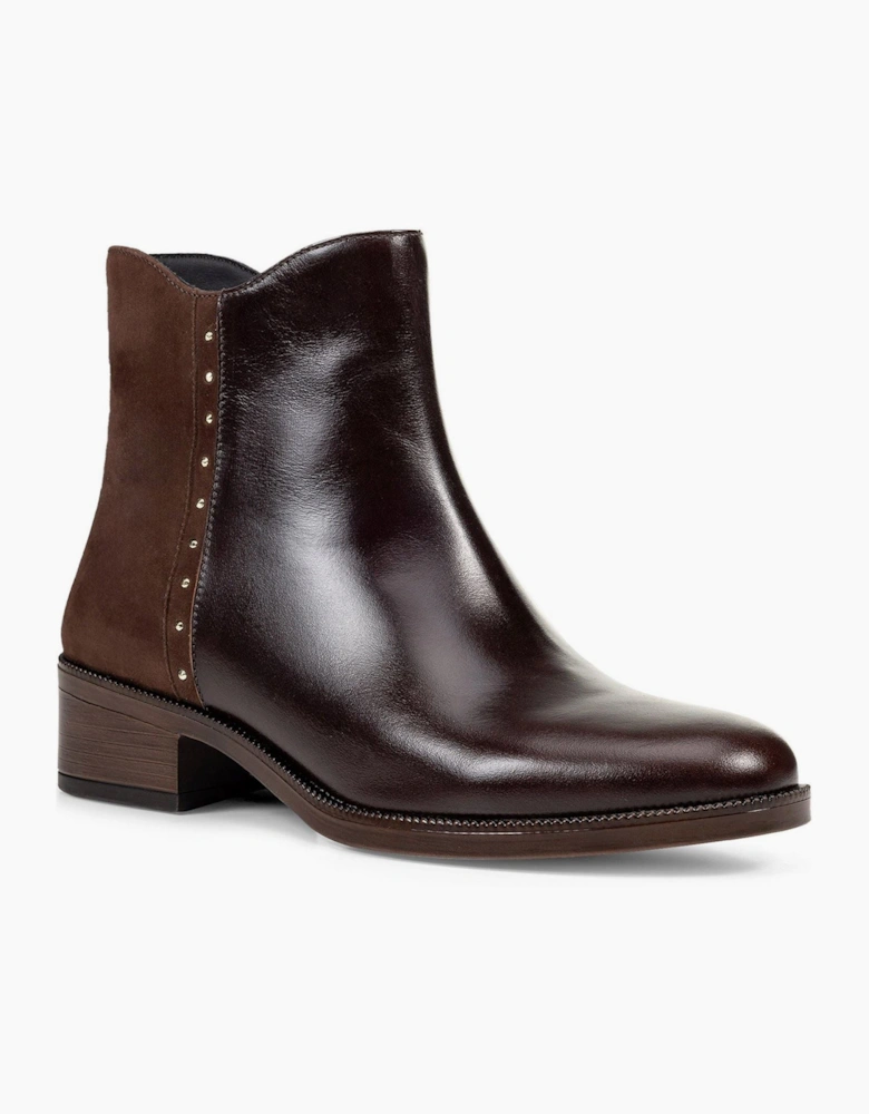 Geox D Camexia Leather Women's Dark Brown Boots