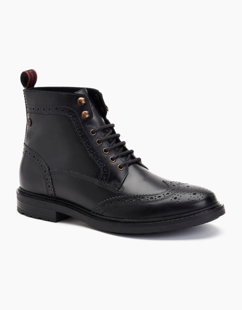 Base London Dealer Leather Men's Black Ankle Boots
