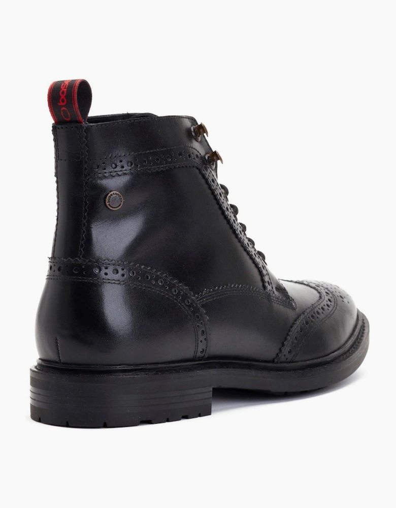 Base London Dealer Leather Men's Black Ankle Boots