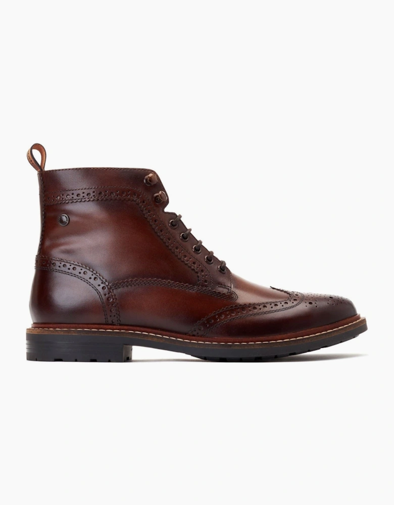 Base London Dealer Leather Men's Brown Ankle Boots