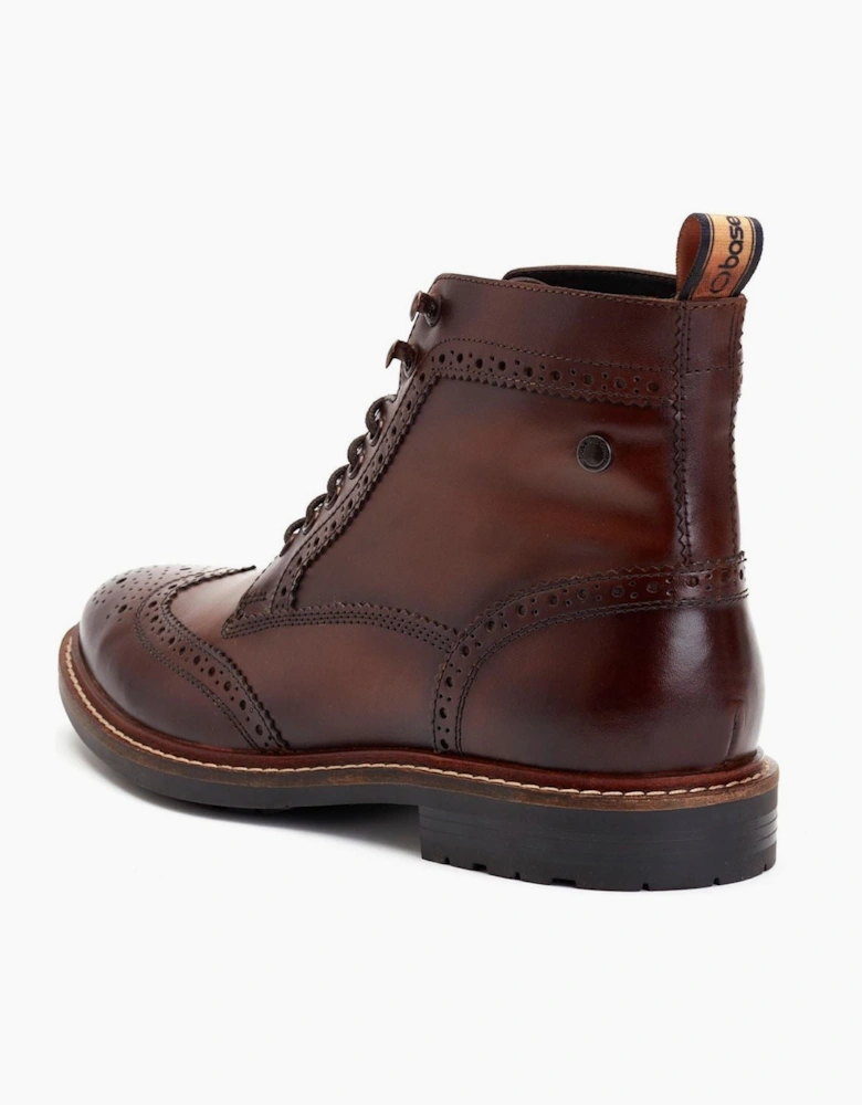 Base London Dealer Leather Men's Brown Ankle Boots