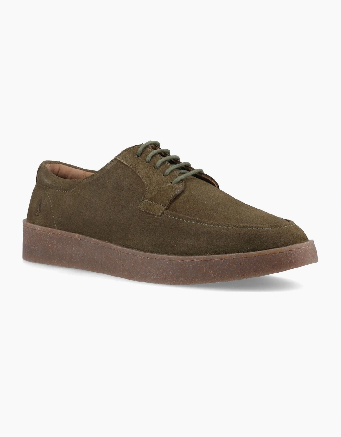 Hush Puppies Men's Green Rafael Suede Khaki Lace-Up Shoes - Size: 8
