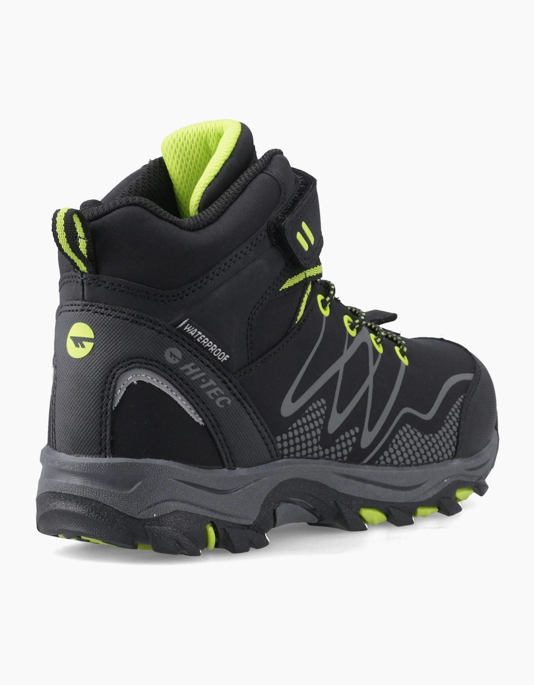 Hi-Tec Blackout Mid Polyester Boy's Black/Lime Hiking Boots