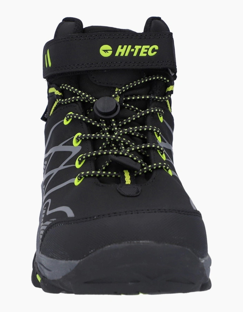 Hi-Tec Blackout Mid Polyester Boy's Black/Lime Hiking Boots