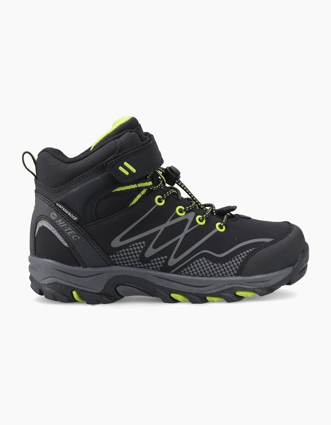 Hi-Tec Blackout Mid Polyester Boy's Black/Lime Hiking Boots