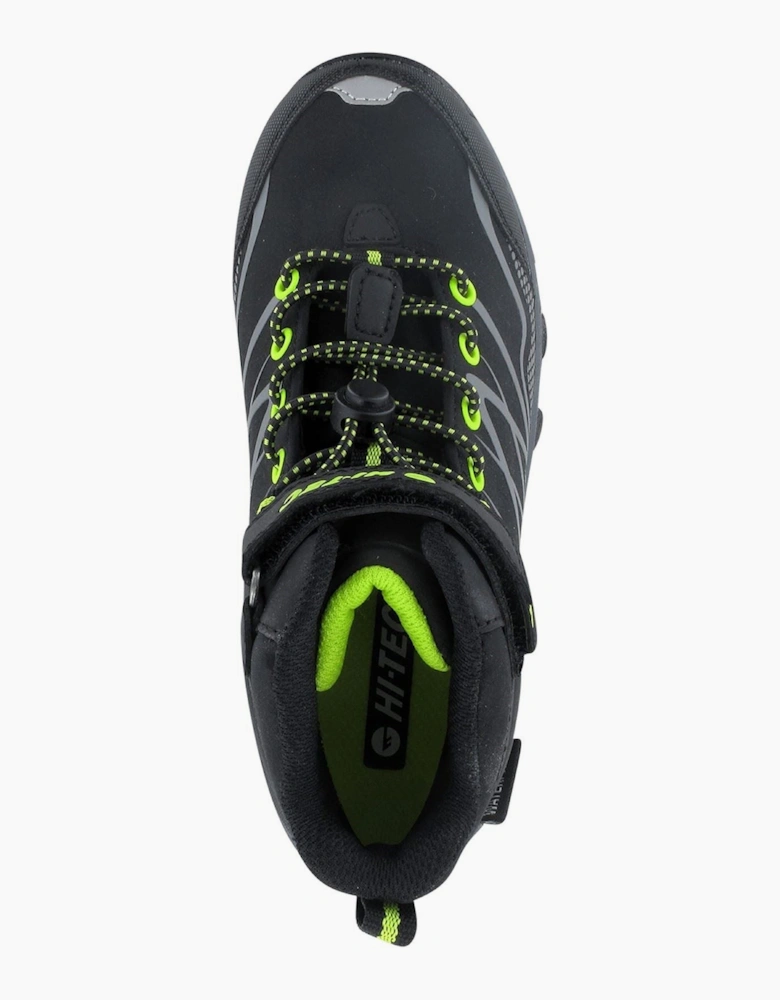 Hi-Tec Blackout Mid Polyester Boy's Black/Lime Hiking Boots