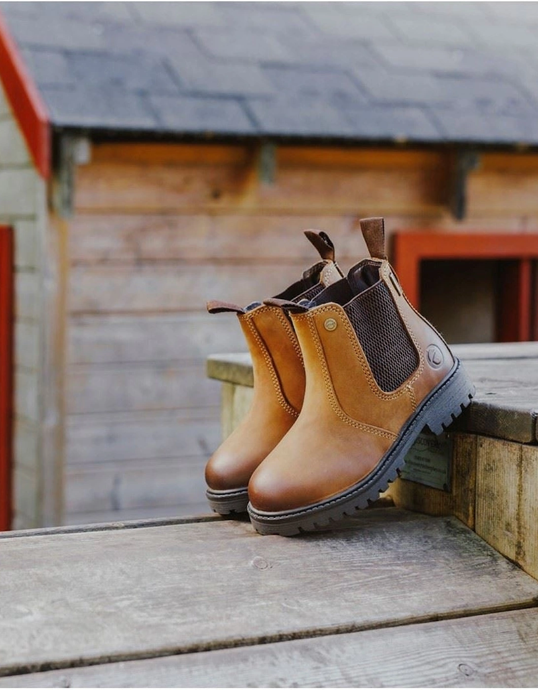 Cotswold Aston Leather Boy's Tan Flat Chelsea Boots
