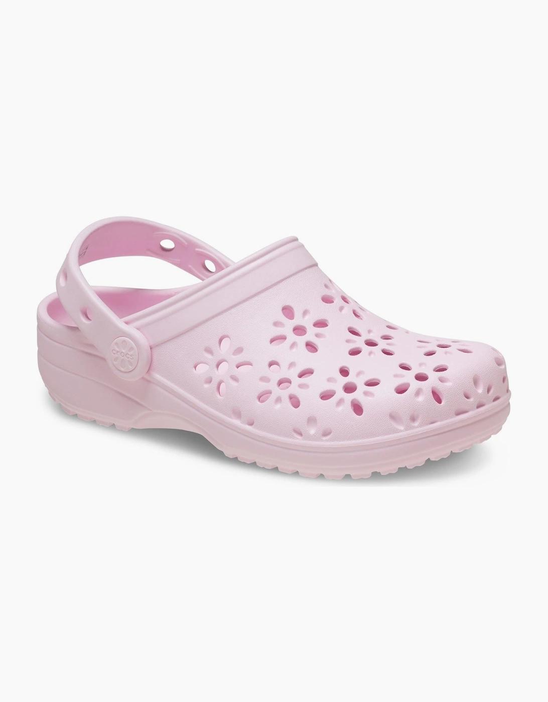 Crocs Unisex Pink Classic Floral Cut Out Eva Kid's Milk Clogs - Size UK 5 / Eu 20-21 / Us C5 Kids