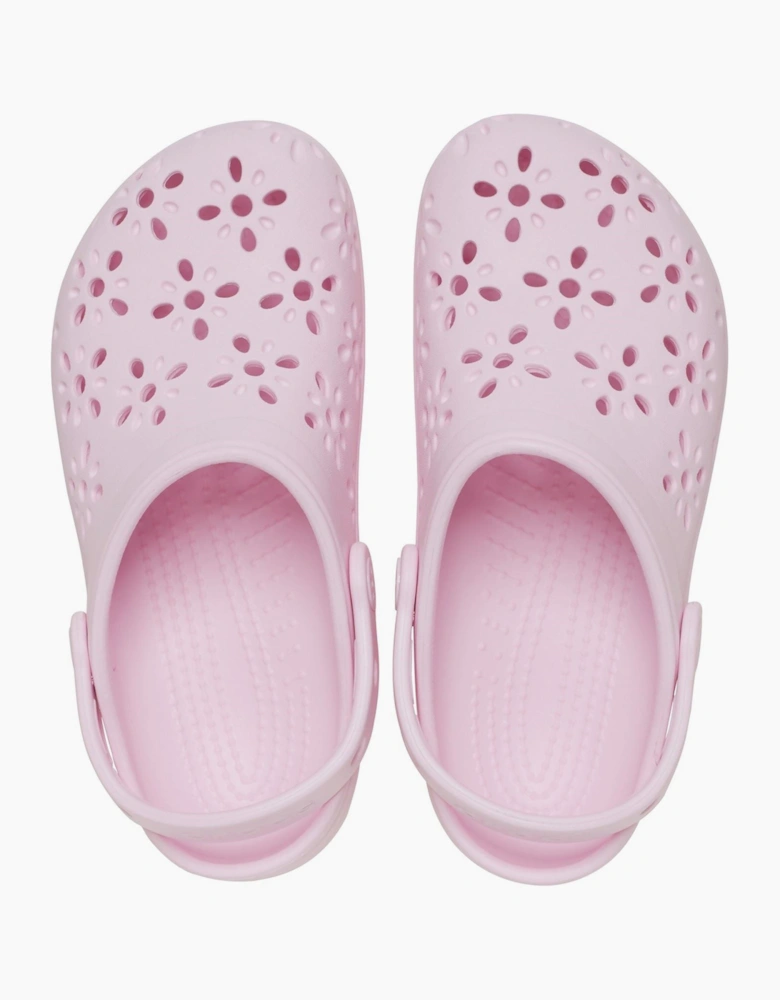 Crocs Classic Floral Cut Out EVA Unisex Kid's Pink Milk Clogs