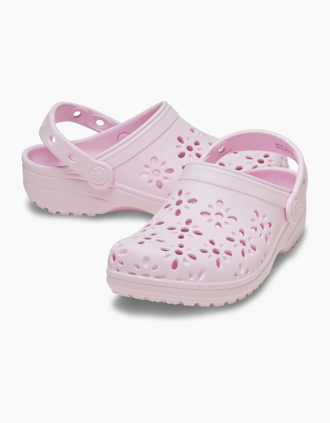 Crocs Classic Floral Cut Out EVA Unisex Kid's Pink Milk Clogs