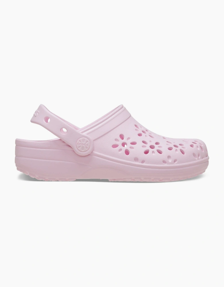 Crocs Classic Floral Cut Out EVA Unisex Kid's Pink Milk Clogs