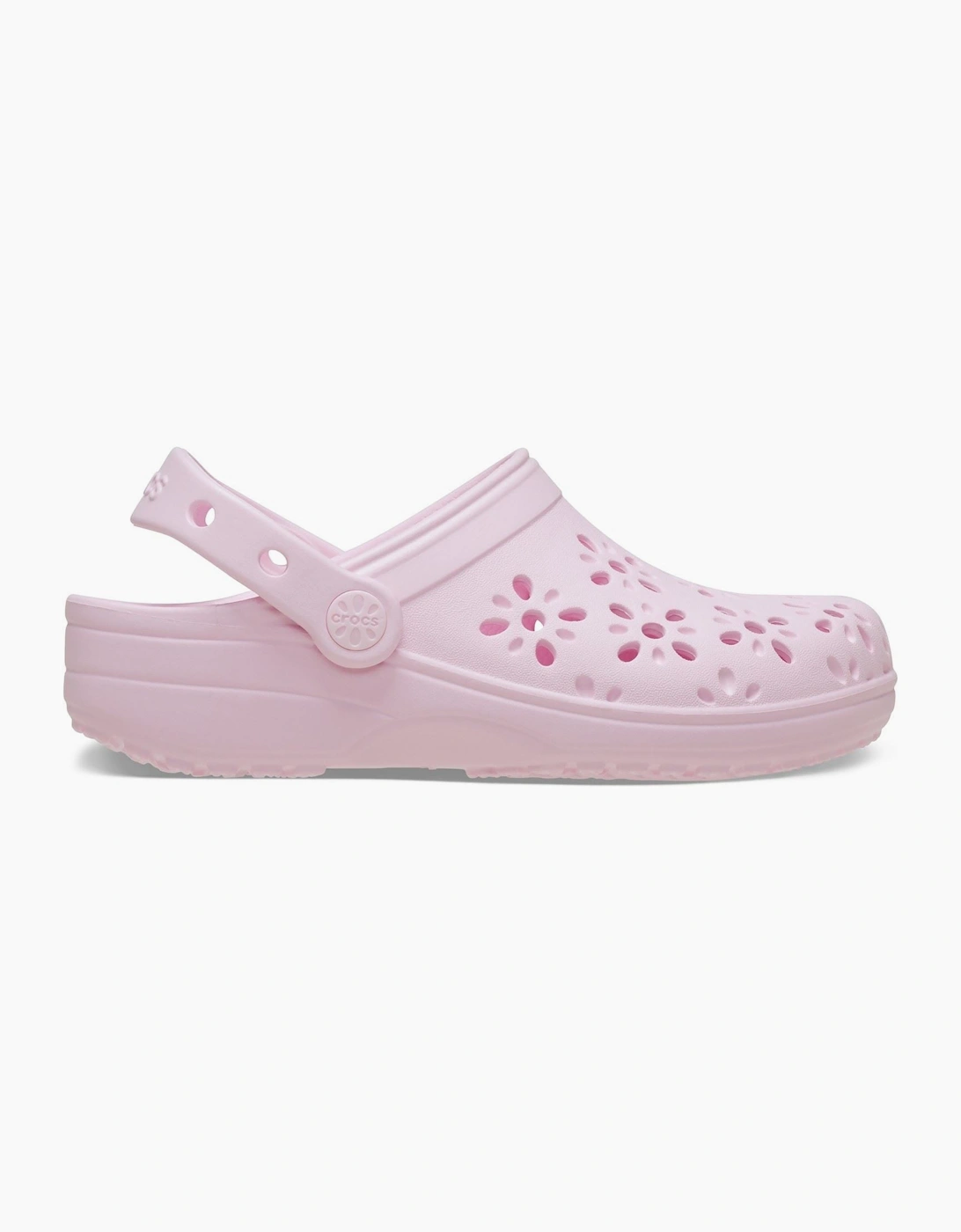 Crocs Classic Floral Cut Out EVA Unisex Kid's Pink Milk Clogs