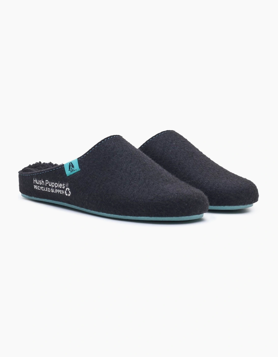 Hush Puppies The Good Polyester Men's Black Turquoise Slippers
