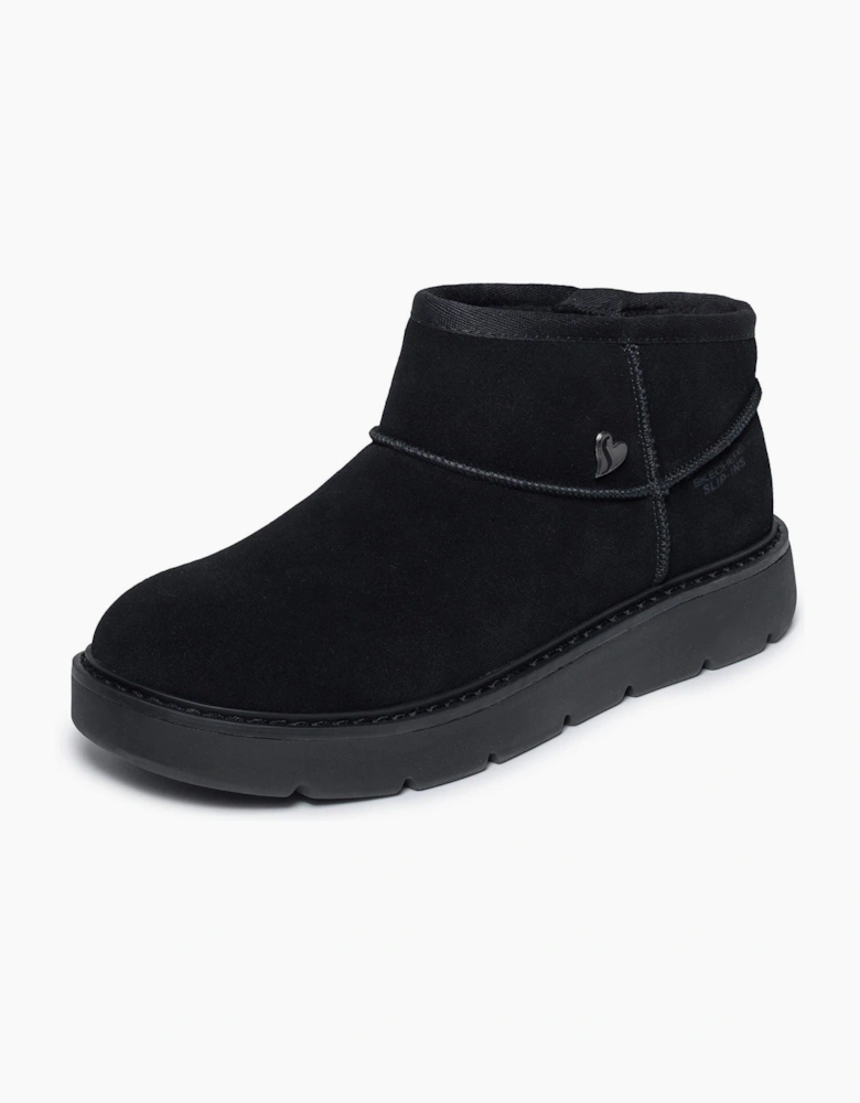 Skechers Keepsakes Cozy Mini Leather Women's Black Suede/Faux Fur Boots