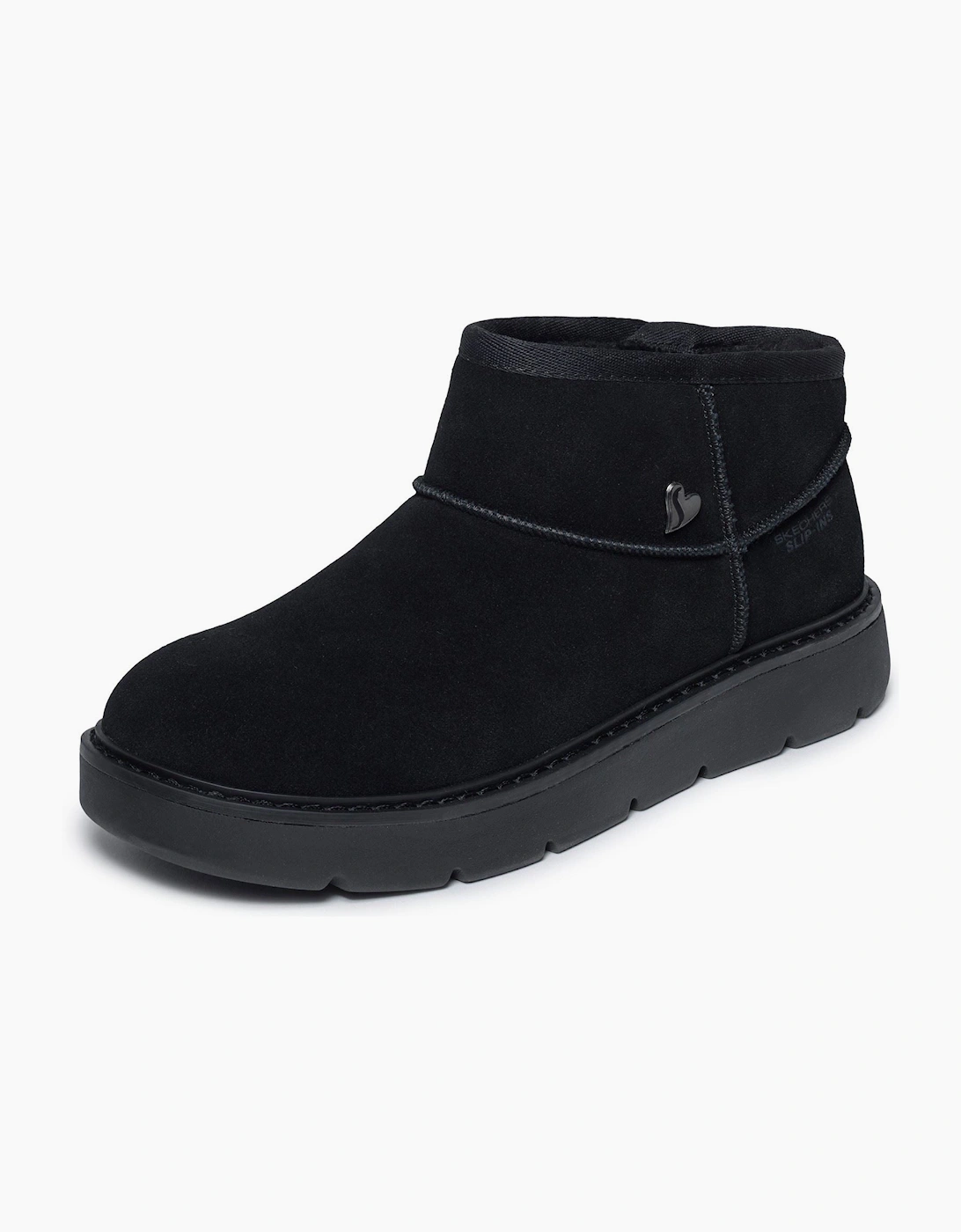 Skechers Keepsakes Cozy Mini Leather Women's Black Suede/Faux Fur Boots
