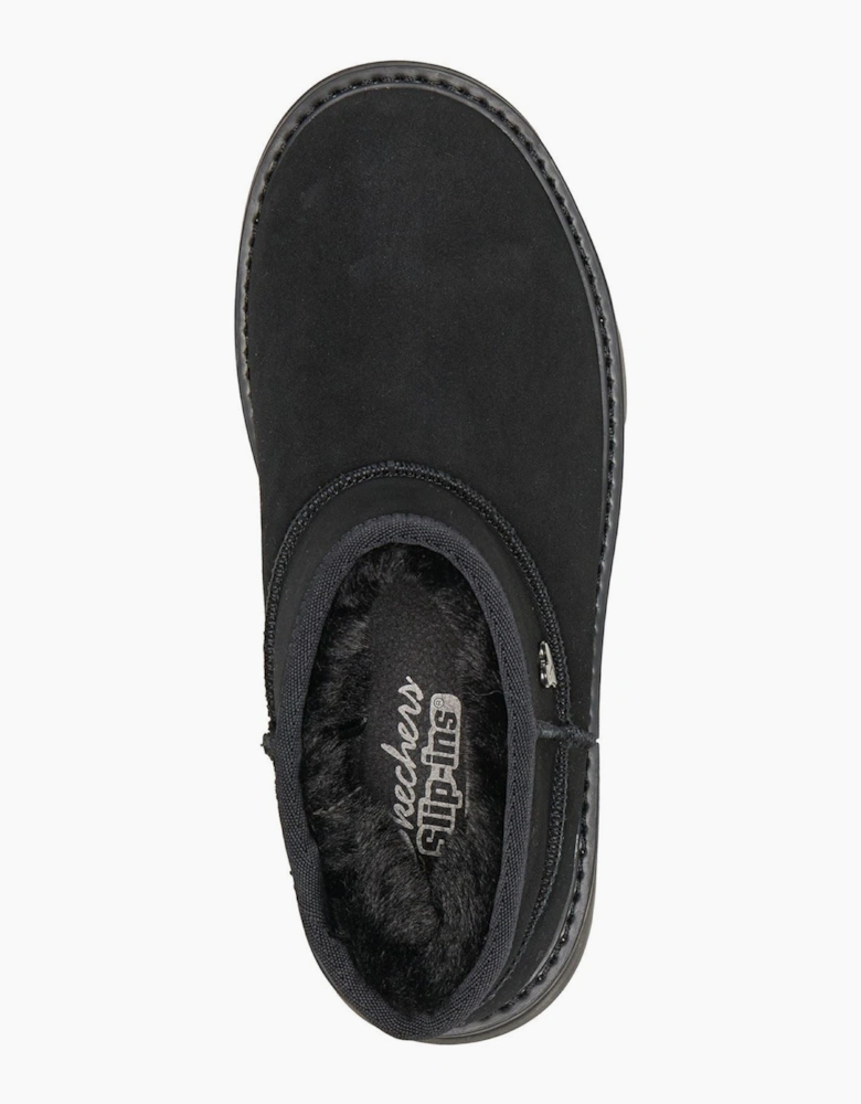 Skechers Keepsakes Cozy Mini Leather Women's Black Suede/Faux Fur Boots