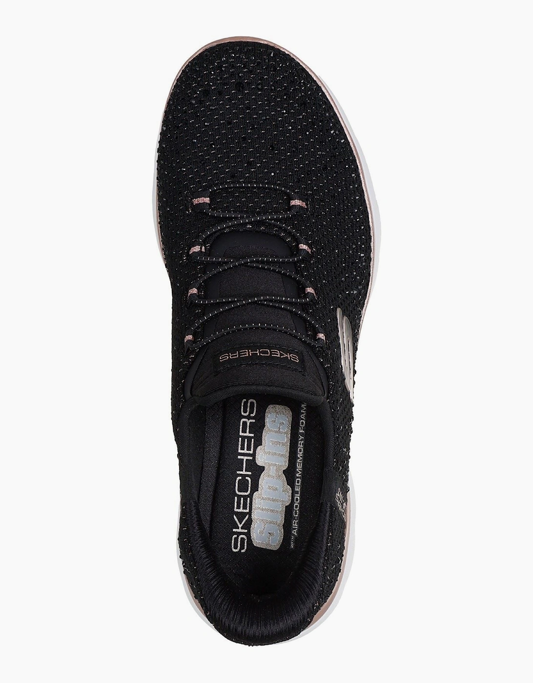 Skechers Summits Brilliant Shine Women's Black Mesh/Rose Gold Trim Trainers