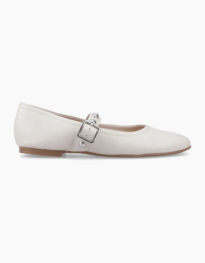 Hush Puppies Charlene Stud Ballerina Leather Women's Ivory Flats
