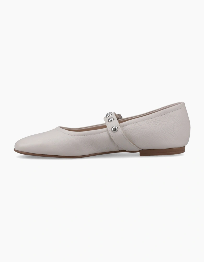 Hush Puppies Charlene Stud Ballerina Leather Women's Ivory Flats