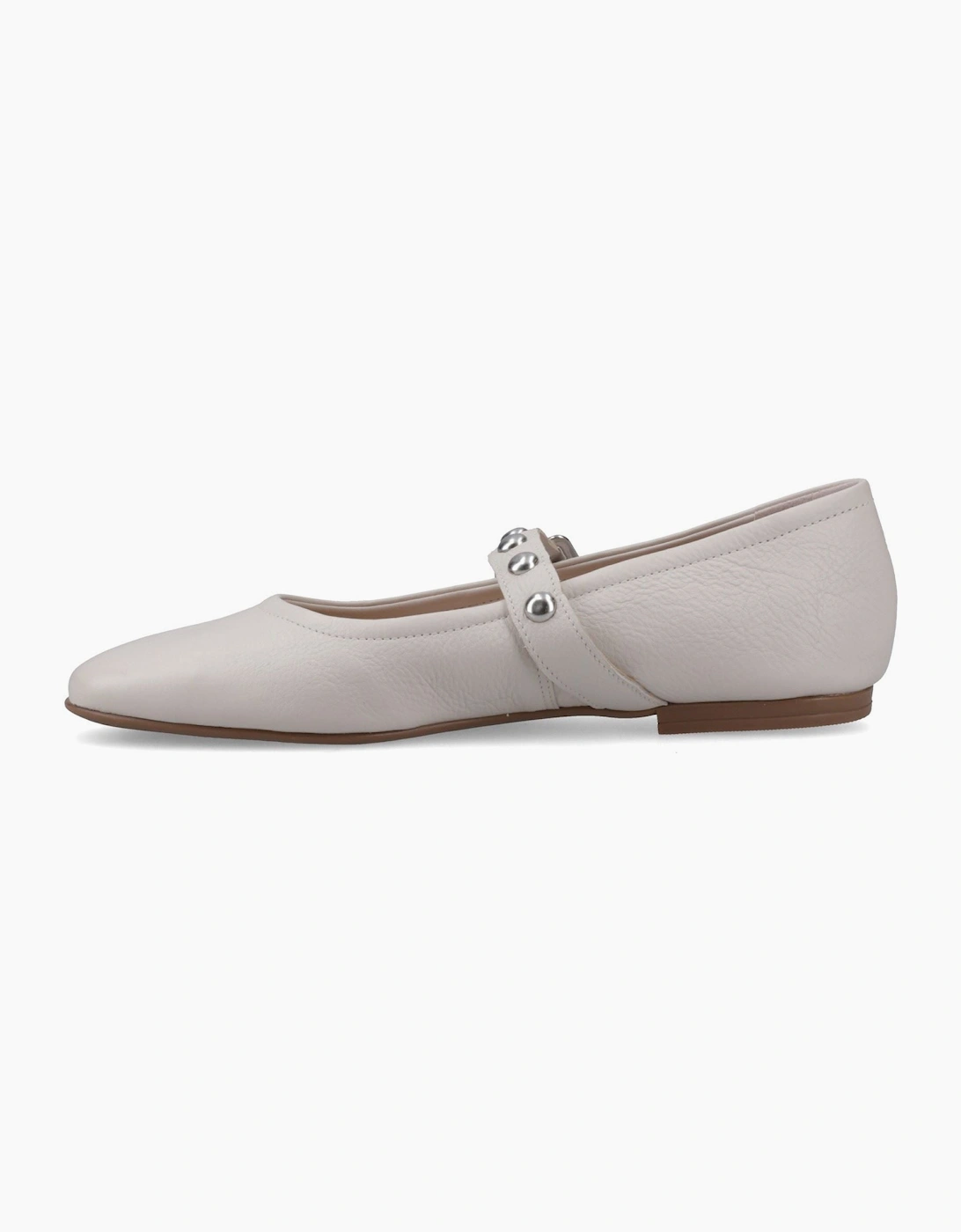 Hush Puppies Charlene Stud Ballerina Leather Women's Ivory Flats