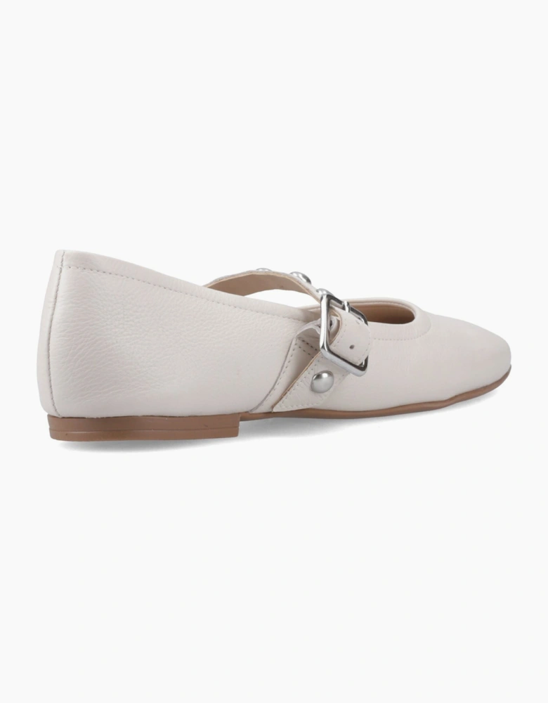 Hush Puppies Charlene Stud Ballerina Leather Women's Ivory Flats