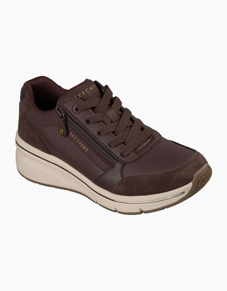 Skechers Billion Flex Luxe Up Leather Women's Chocolate Duraleather/Mesh Trainers