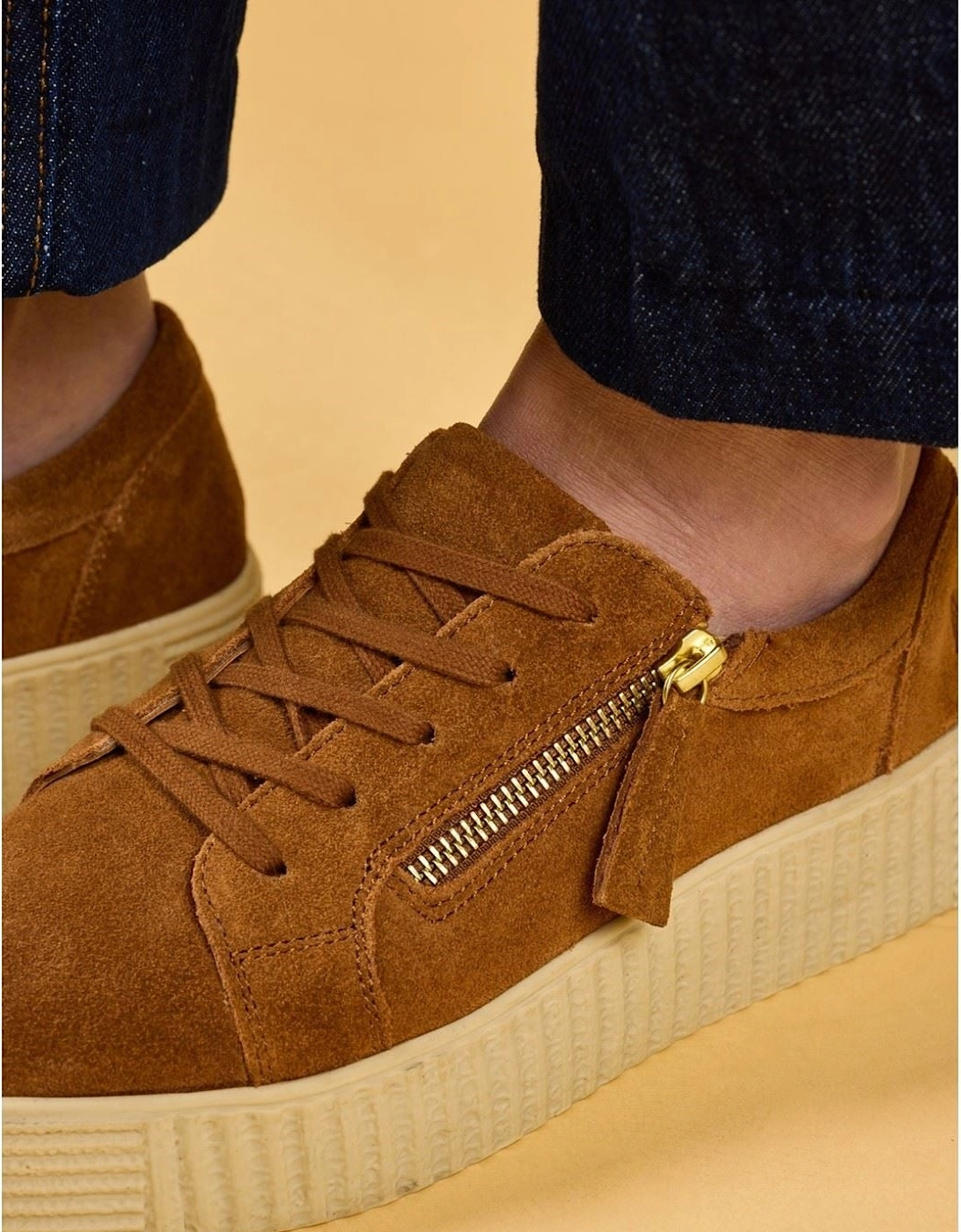 Hush Puppies Tara Suede Leather Women's Tan Trainers