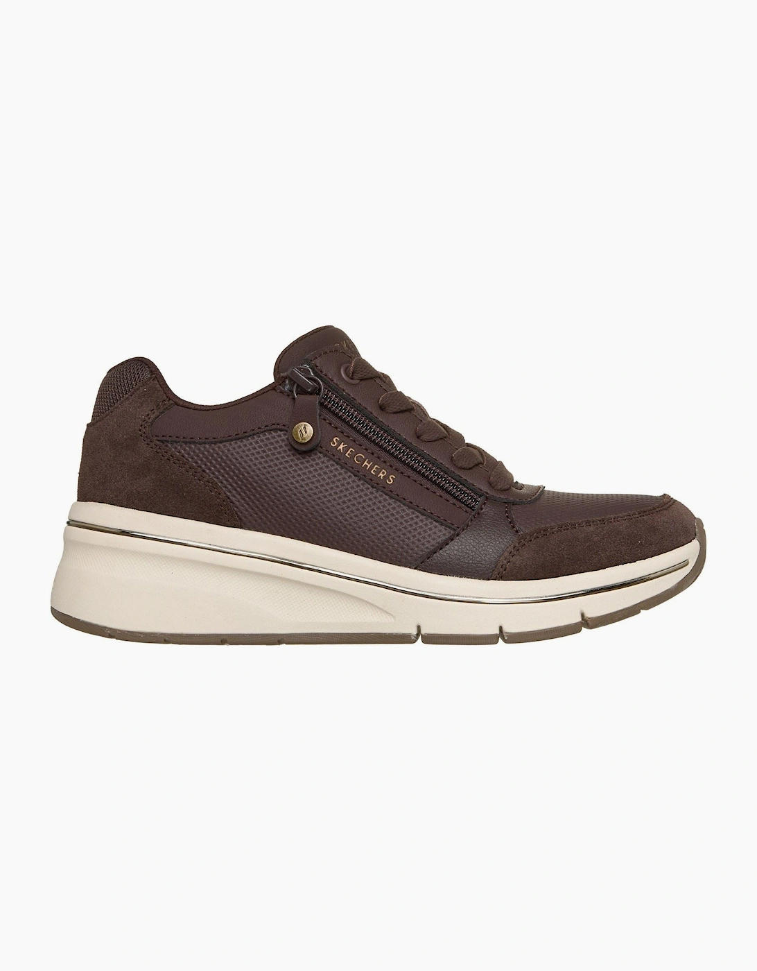 Skechers Billion Flex Luxe Up Leather Women's Chocolate Duraleather/Mesh Trainers
