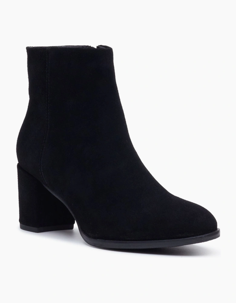 Hush Puppies Claridy Suede Leather Women's Black Heeled Ankle Boots
