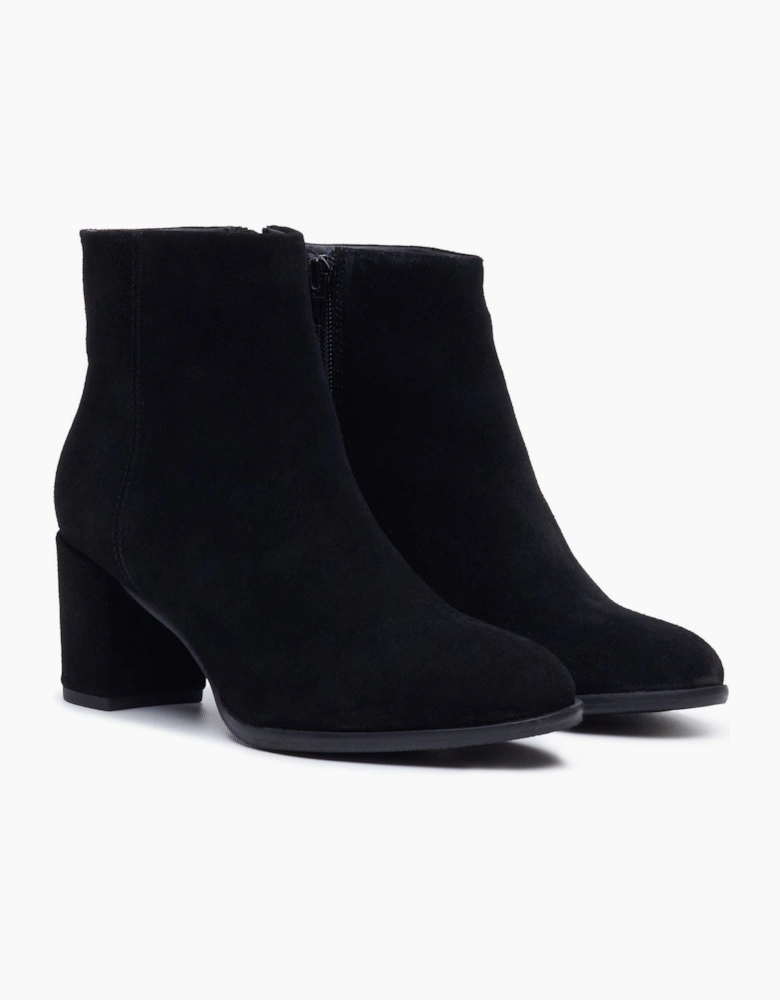 Hush Puppies Claridy Suede Leather Women's Black Heeled Ankle Boots