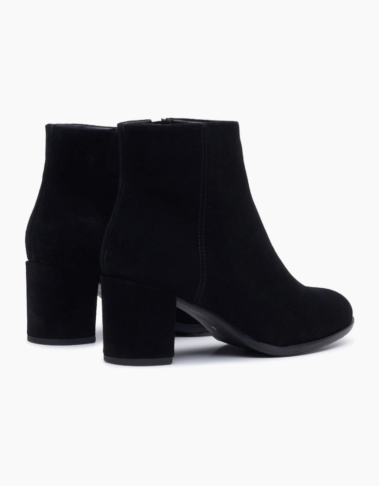 Hush Puppies Claridy Suede Leather Women's Black Heeled Ankle Boots