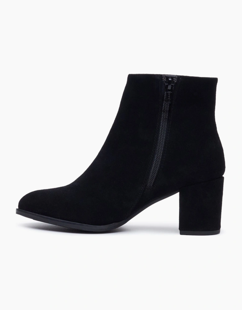 Hush Puppies Claridy Suede Leather Women's Black Heeled Ankle Boots