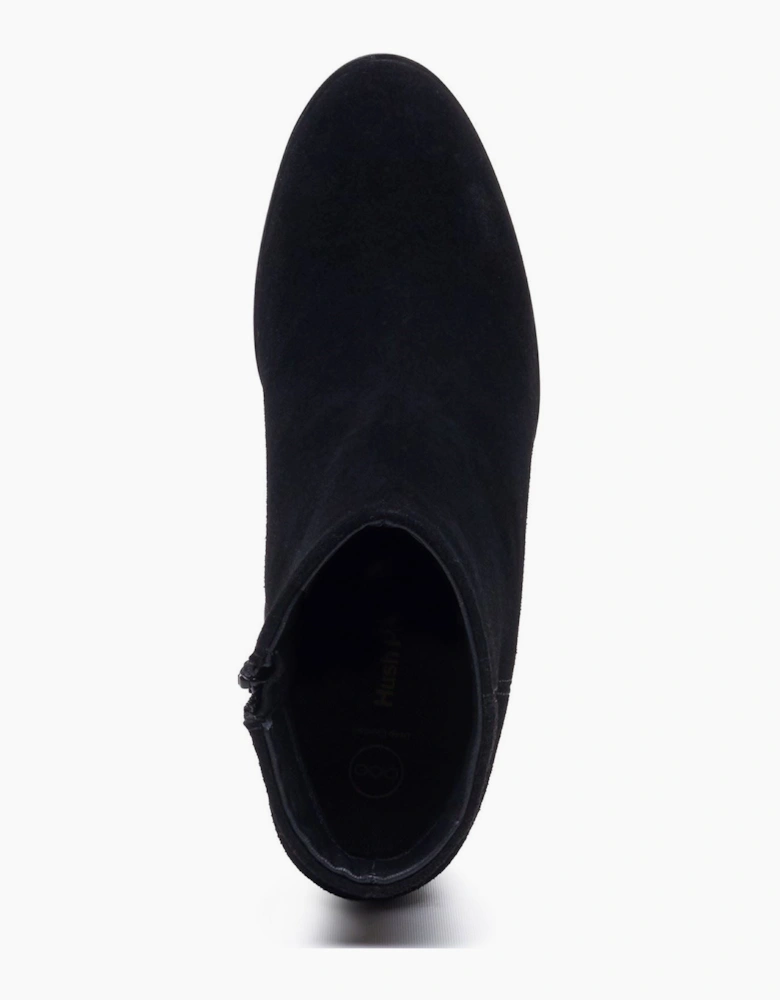 Hush Puppies Claridy Suede Leather Women's Black Heeled Ankle Boots