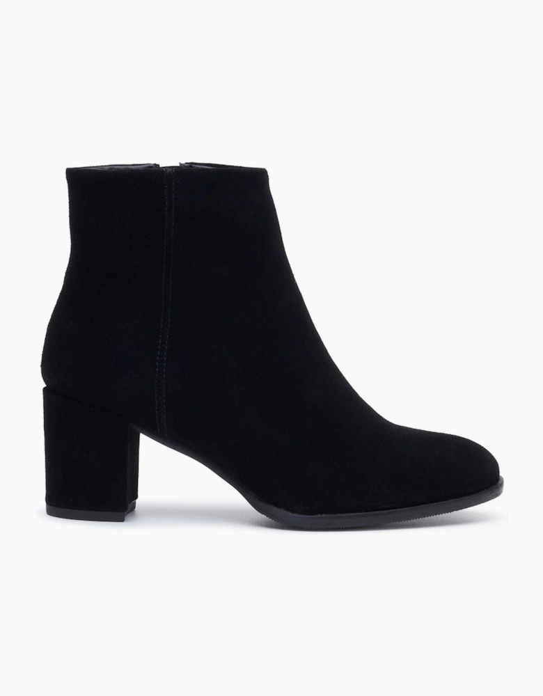 Hush Puppies Claridy Suede Leather Women's Black Heeled Ankle Boots