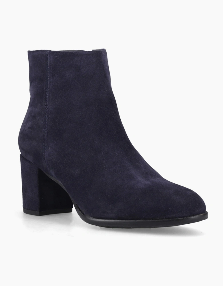 Hush Puppies Claridy Suede Leather Women's Navy Heeled Ankle Boots