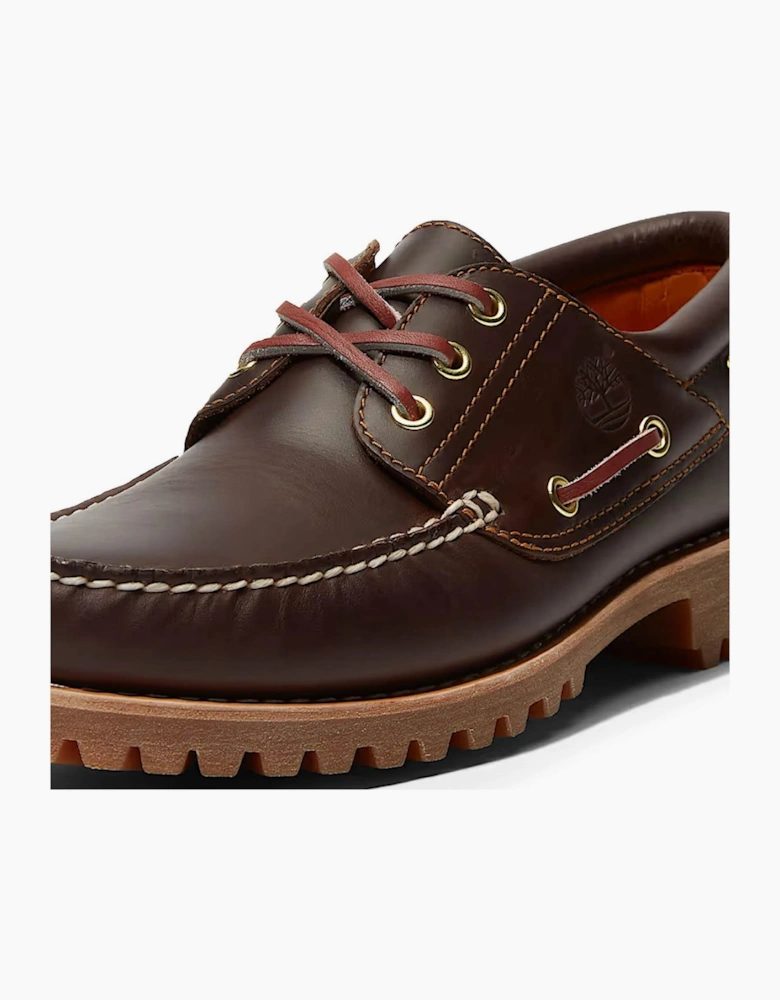 Timberland Authentic 3-Eye Lug Handsewn Brown Boat Shoe