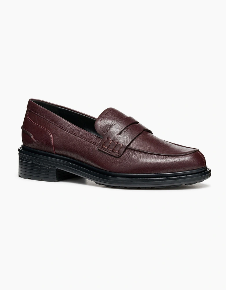 Geox D Walk Pleasure F Leather Women's Wine Moccasins Shoes
