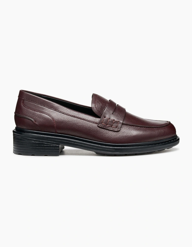 Geox D Walk Pleasure F Leather Women's Wine Moccasins Shoes