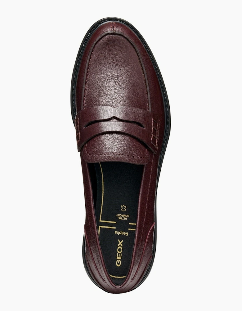 Geox D Walk Pleasure F Leather Women's Wine Moccasins Shoes