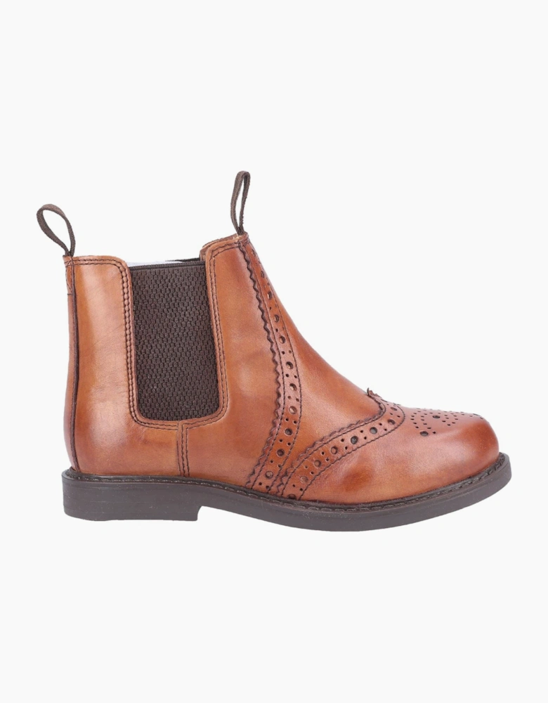 Cotswold Nympsfield Leather Boy's Tan Flat Chelsea Boots