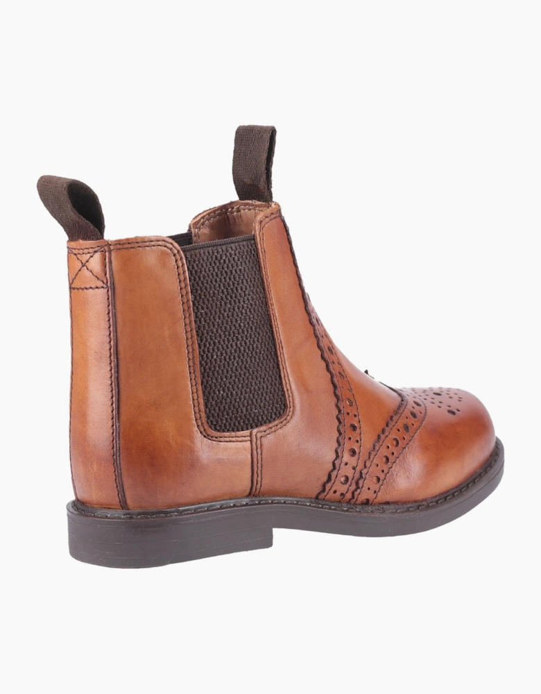 Cotswold Nympsfield Leather Boy's Tan Flat Chelsea Boots