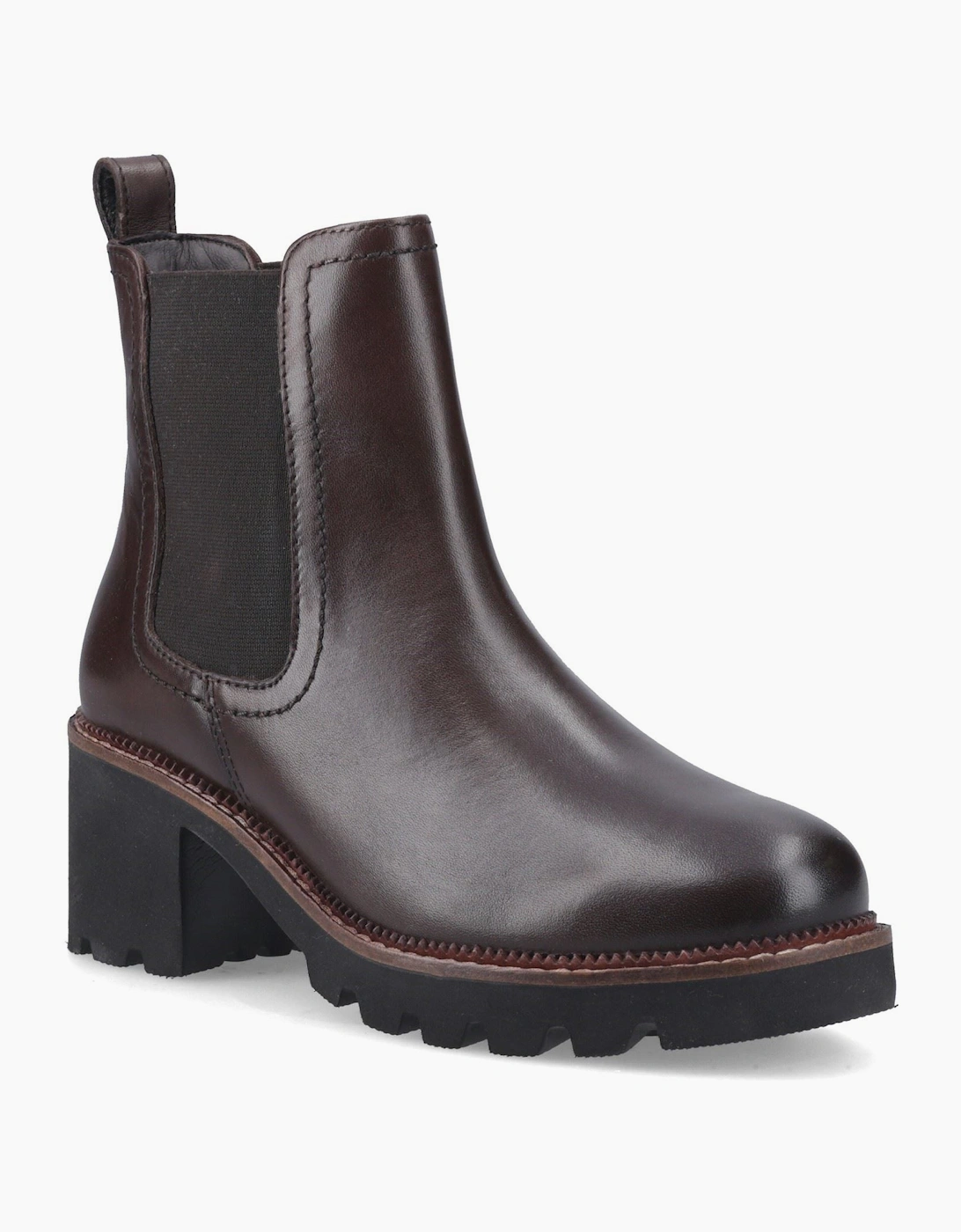 Hush Puppies Women's Brown Gaia Leather Chocolate Heeled Chelsea Boots - Size 7