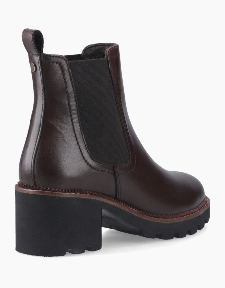 Hush Puppies Gaia Leather Women's Chocolate Heeled Chelsea Boots