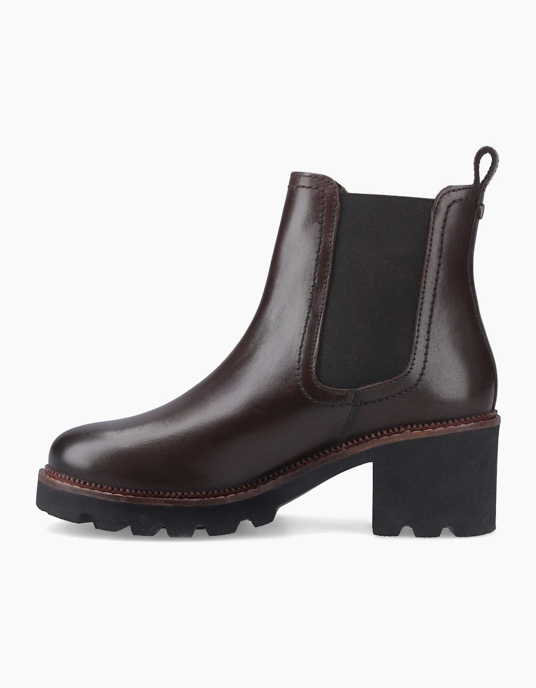 Hush Puppies Gaia Leather Women's Chocolate Heeled Chelsea Boots