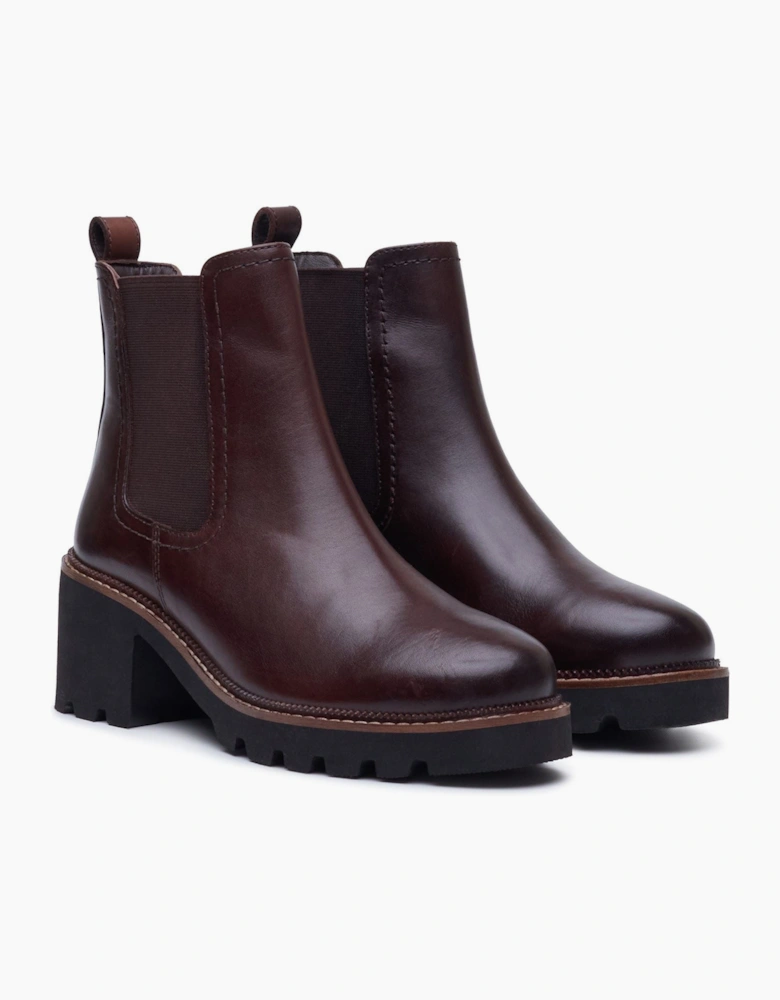 Hush Puppies Gaia Leather Women's Chocolate Heeled Chelsea Boots